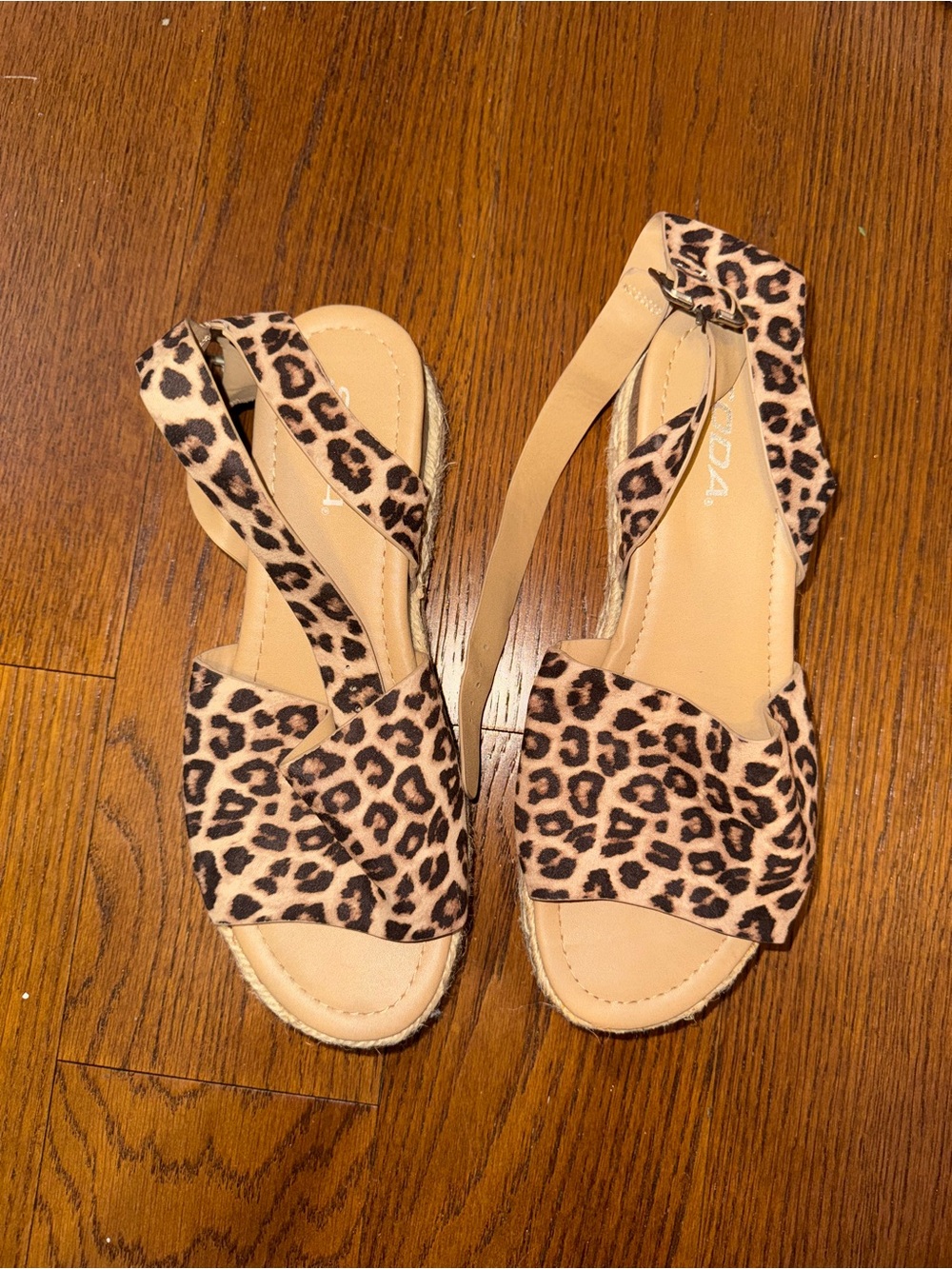 Women's cheetah print sandals espadrilles wedges